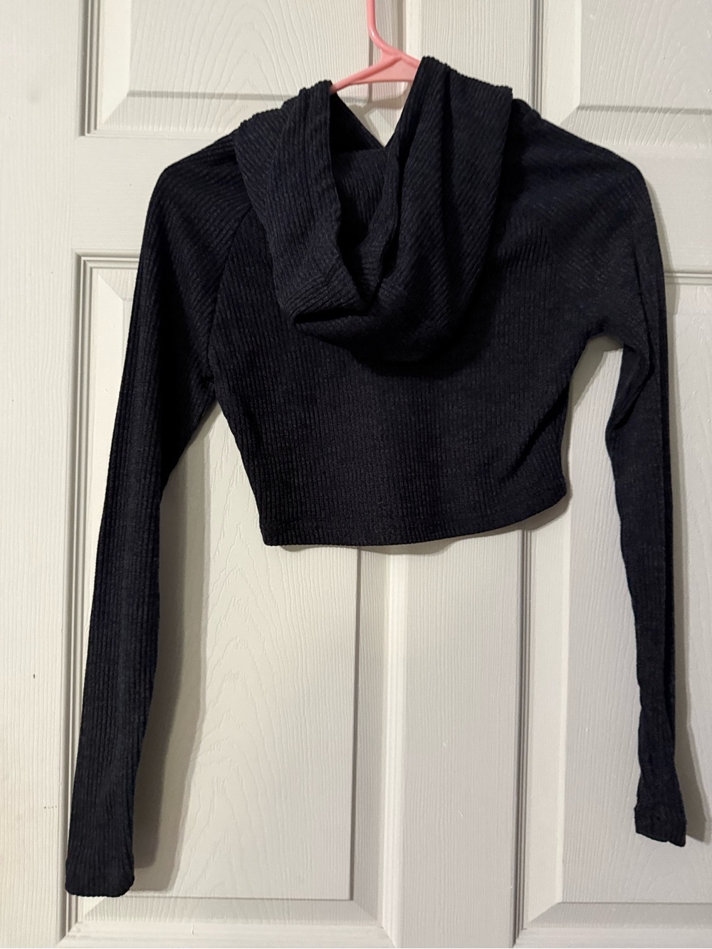 ECHT Black Ribbed Cropped Hoodie